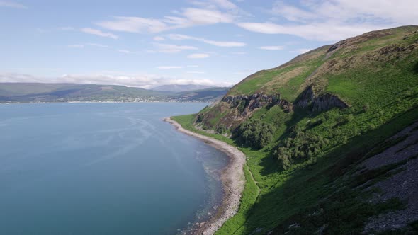 The Scottish Holy Isle with Mountainous and Coastal Landscape