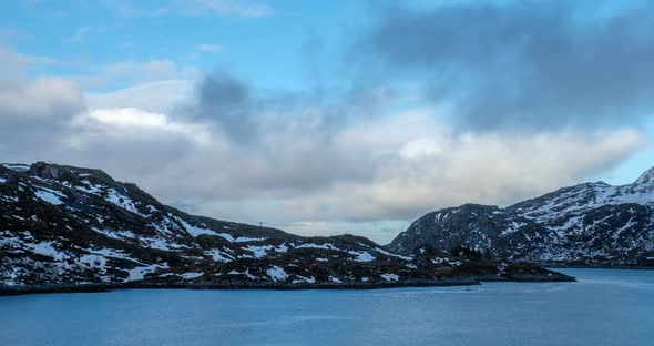 Timelapse Norwegian Fjord on Sunset