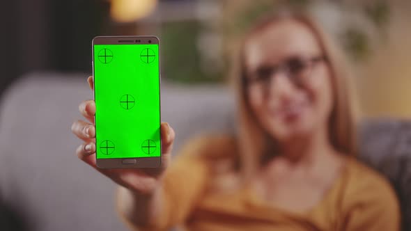 Woman Holding Chroma Key Mobile