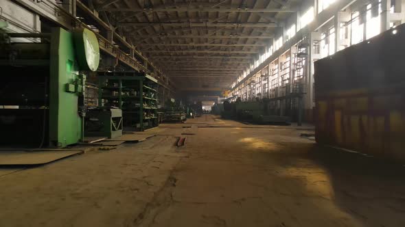 The Interior of a Big Industrial Factory with Steel Constructions