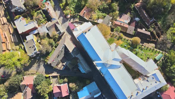 Panoramic Aerial View of Historic City Uzhhorod in a Beautiful Summer Day