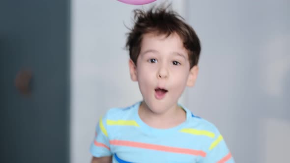 Surprised Cheerful Boy with Thorns in His Hair Without Static Electrification