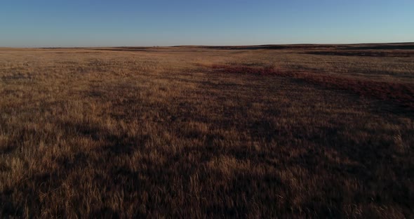 A drone flight over the vast grasslands of North America