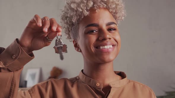 African Woman Show Praise House Keys Moving to First Own New Apartment or House