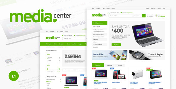 Media Center - elektroniczny szablon PSD eCommerce