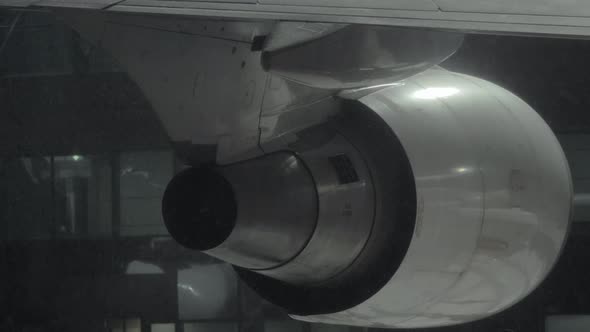 View to the plane engine at night