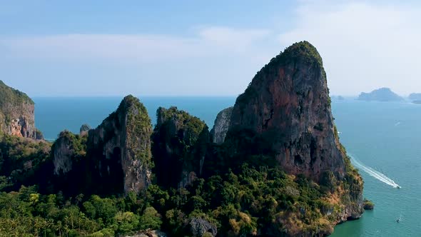 Beautiful aerial landscape shot of Railay Beach, Ao Nang, Krabi, Thailand