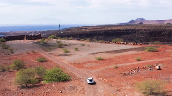4K  UHD Aerial view Cidade Velha Fort  in Santiago - Cape Verde - Cabo Verde