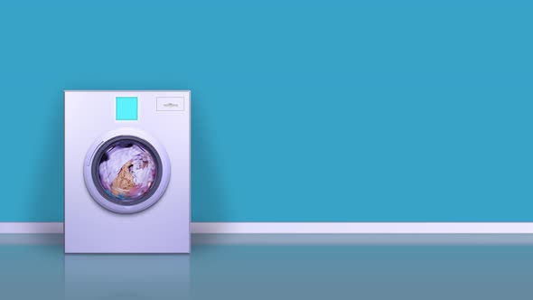 Washing Machine Washes Clothes