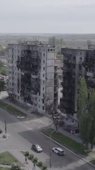 Vertical Video of a House Destroyed By the War in Ukraine