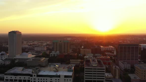 Aerial Video Downtown Tallahassee Fl Sunset Behind City