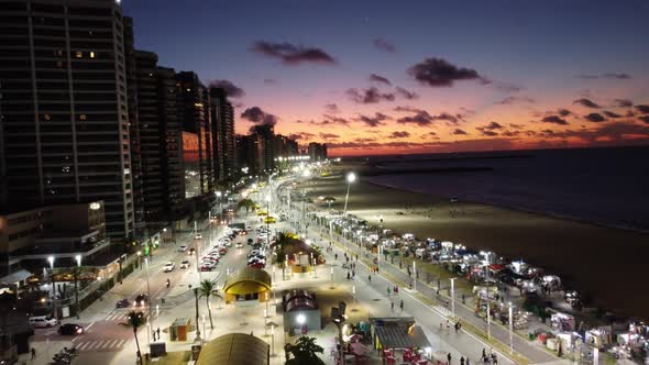 Sunset at downtown Fortaleza state Ceara Brazil. Travel destination.