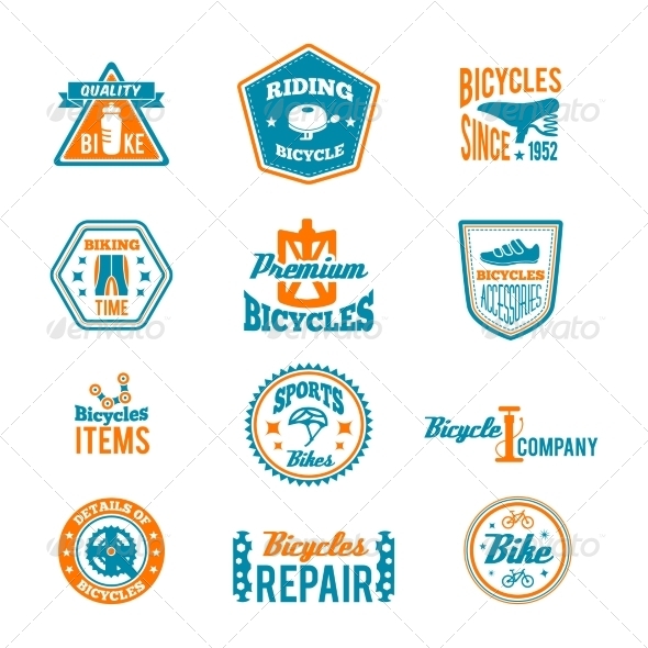 Set of Bicycling Label