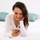 Smiling Woman Lying On Bed Talking On The Phone 1 - VideoHive Item for Sale