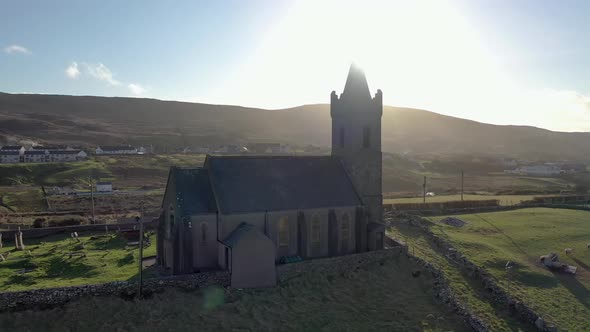 Aerial View of the Church of Ireland in Glencolumbkille  Republic of Ireland