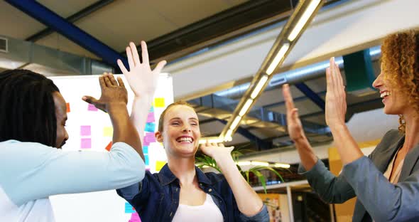 Businesspeople giving high five to each other