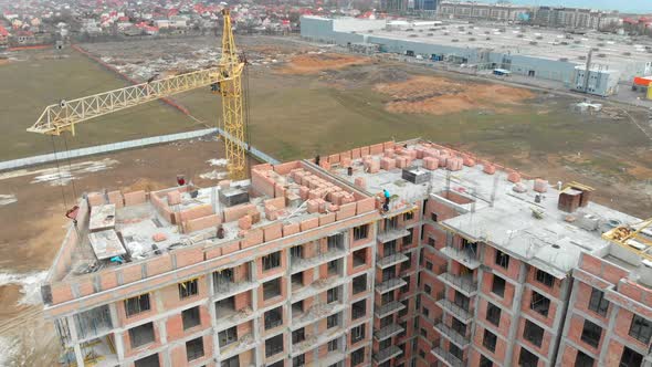 Vertical Aerial Shoot Of Construction Of Home