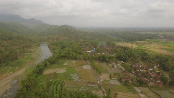 Tropical Landscape River Farmers Land