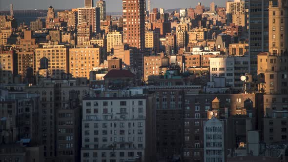 View from high above Upper West Side in Manhattan of Central Park and a beautiful day.