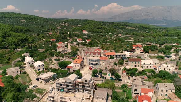 Aerial view of Sumartin cityscape during the summer, Brac island, Croatia.