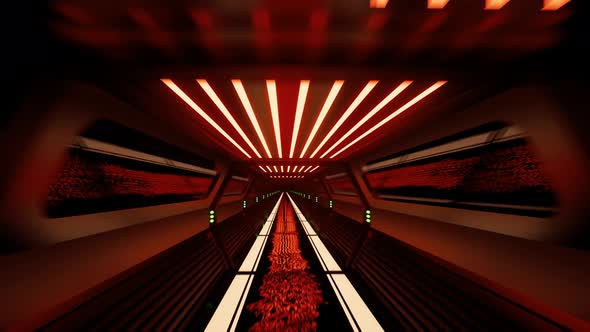 Movement Inside a Neon Metal Tunnel.