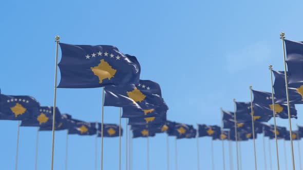 Kosovo Row Of Flags 3D Animation