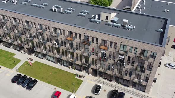 Kaunas, Lithuania. Drone Aerial View of Modern Apartment Buildings in Residential Suburban Neighborh