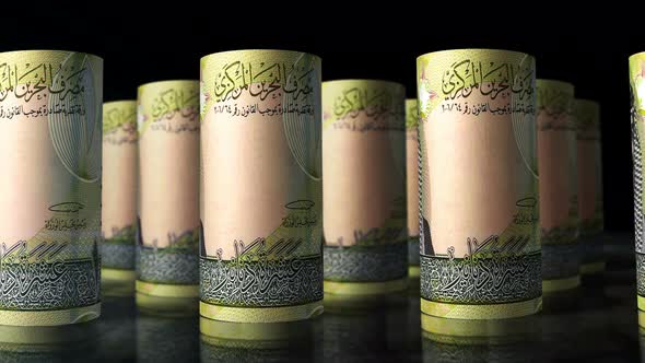 Bahrain Dinar money banknotes rolls seamless loop