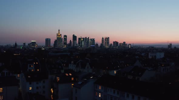 Elevated Evening Cityscape From Drone in Blue Hour