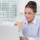 Young Businesswoman Working On Her Laptop Drinking - VideoHive Item for Sale