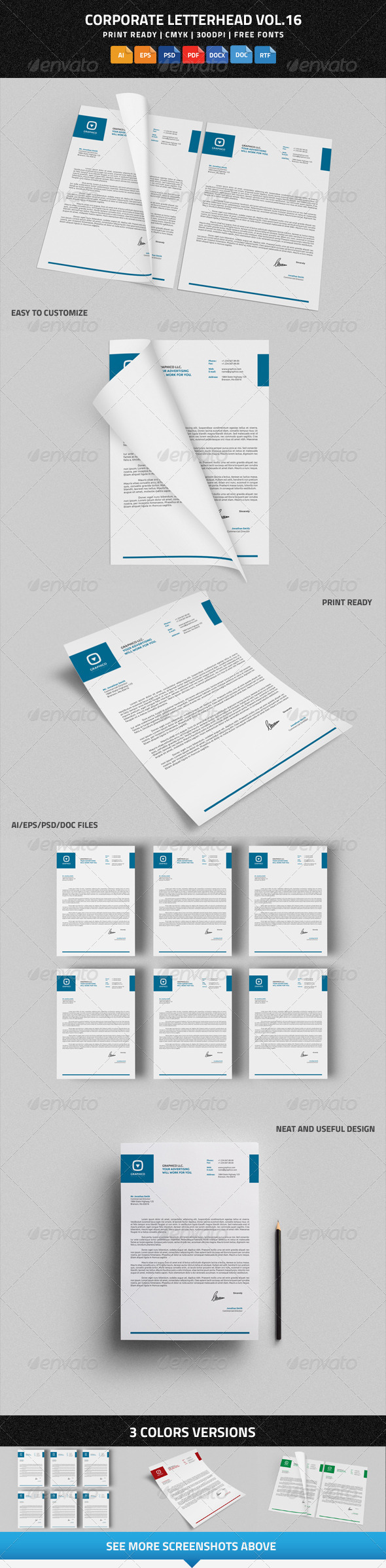 Corporate Letterhead vol.16  with MS Word DOC/DOCX