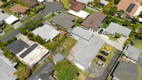 Aerial of Kailua Tilt up to Ocean in Hawaii