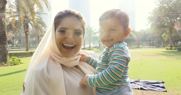 Mother and son at the park