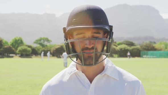 Cricket player looking at the camera