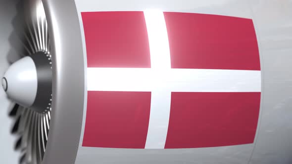 Airplane Turbine with Flag of Denmark