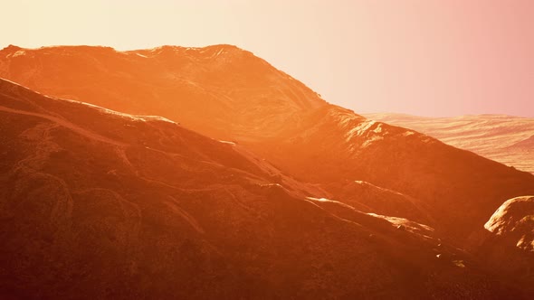 Winter Mountain Landscape at Sunset