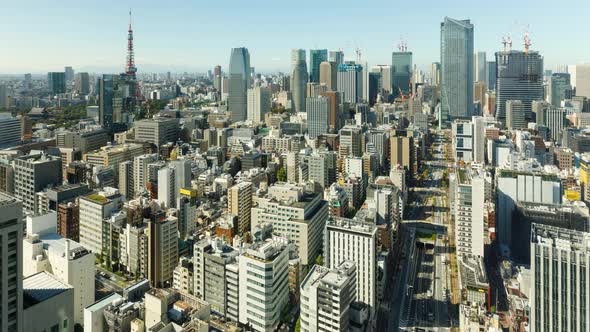 Time Lapse of the densely packed buildings of Tokyo Japan
