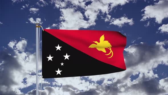 Papua New Guinea Flag Waving 4k
