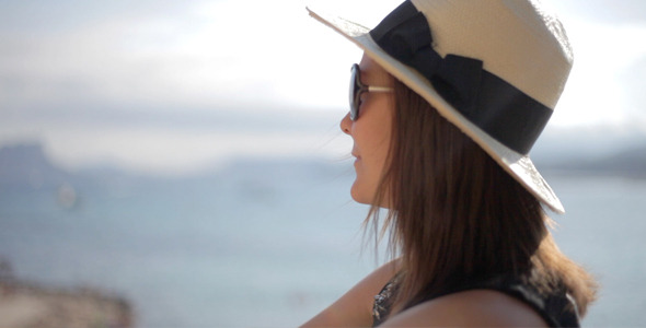 Girl With Hat At The Landscape