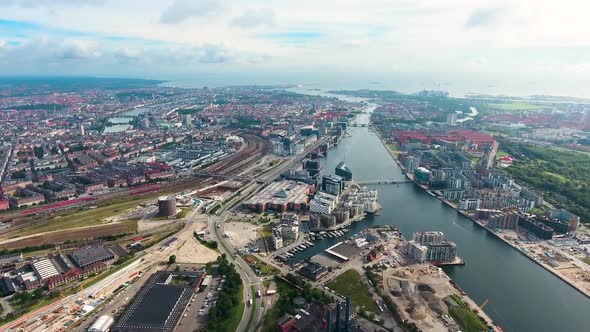 City Aerial View Over Copenhagen