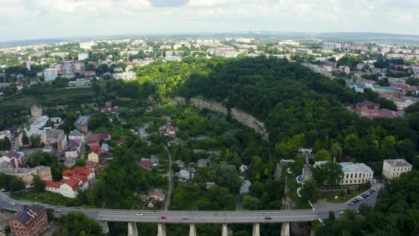 Huge Stone Bridge Over the Valley and Forest in Kam'yanets'Podil's'kyi