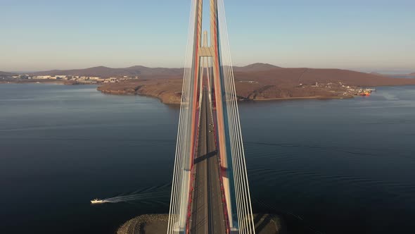 Aerial View of the Russian Bridge at Sunrise