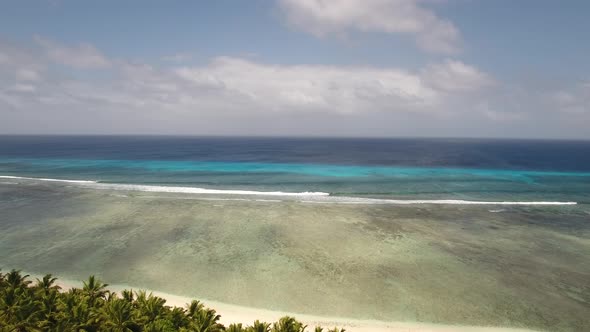 Drone shot of the reef and surf at Cocos Island