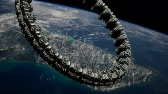 Futuristic Space Station on Earth Orbit alt