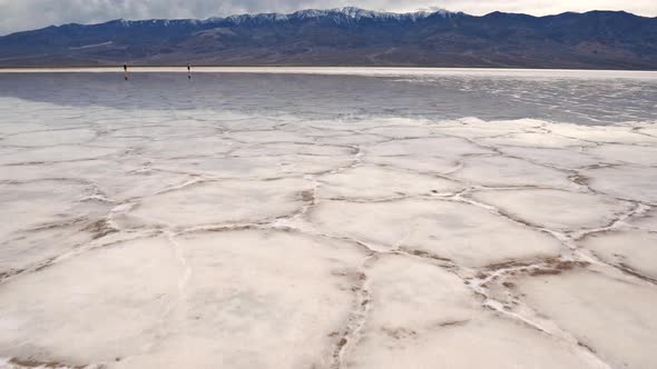 Death Valley National Park, USA, Salt Flats of Hexagonal Shapes in Badwater Basin, Lowest Point in