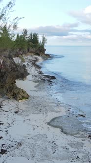 Vertical Video Empty Beach on Zanzibar Island Tanzania