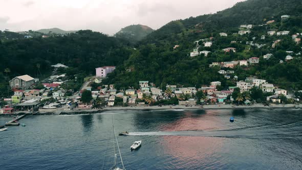 Coastline of a Sea Resort with Yachts Located Along It