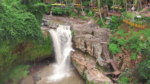 Aerial View of Tegenungan Waterfall on the Bali