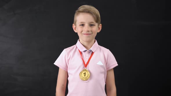 Boy With Medal, Prominent Achievement in Education, Winning Sport Competition