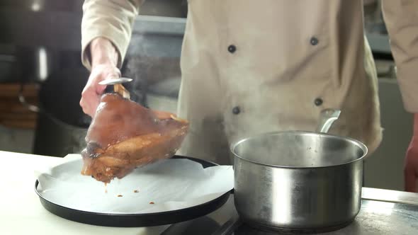 Chef Cooking Food Braised Pork